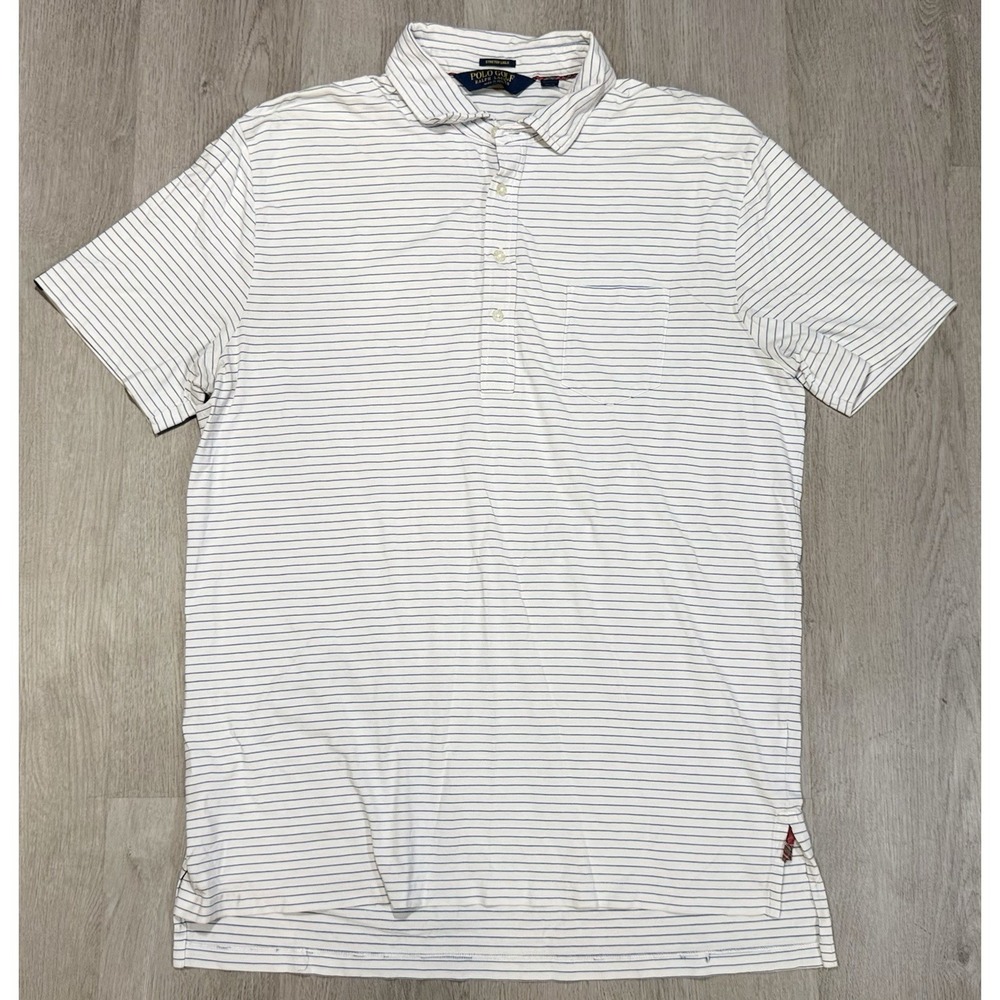 Polo Golf Ralph Lauren Stretch Lisle Polo Shirt Mens Large Blue Striped Casual